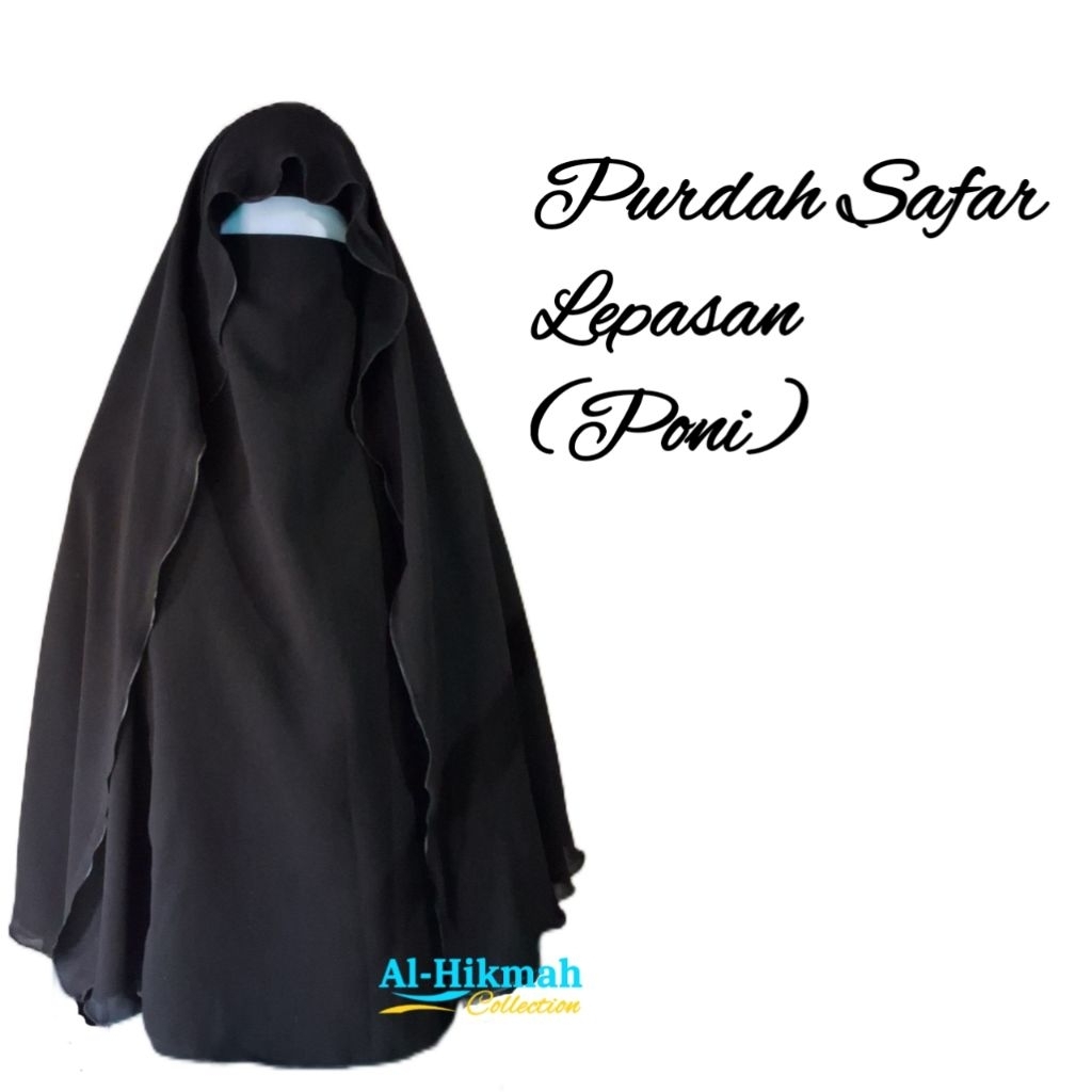 Purdah Safar Lepasan (Poni) Non Lipit Full Sifon