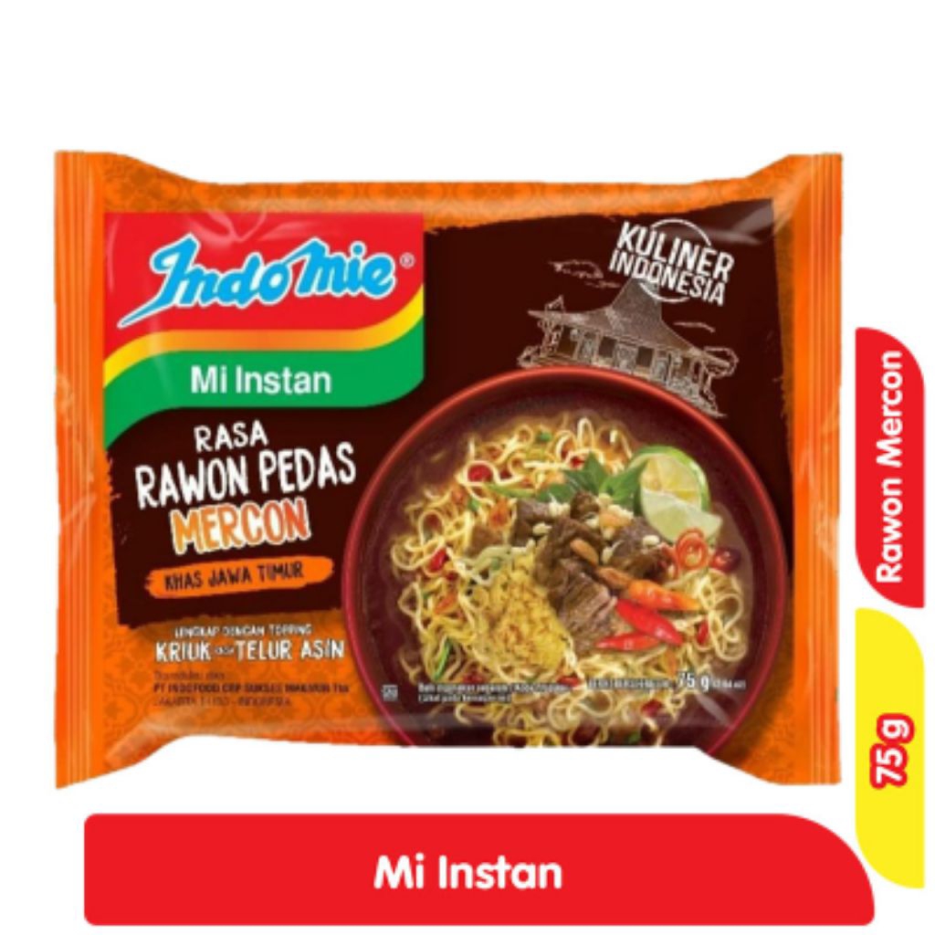 

Indomie Mi Instan Rasa Rawon Pedas Mercon 75 g