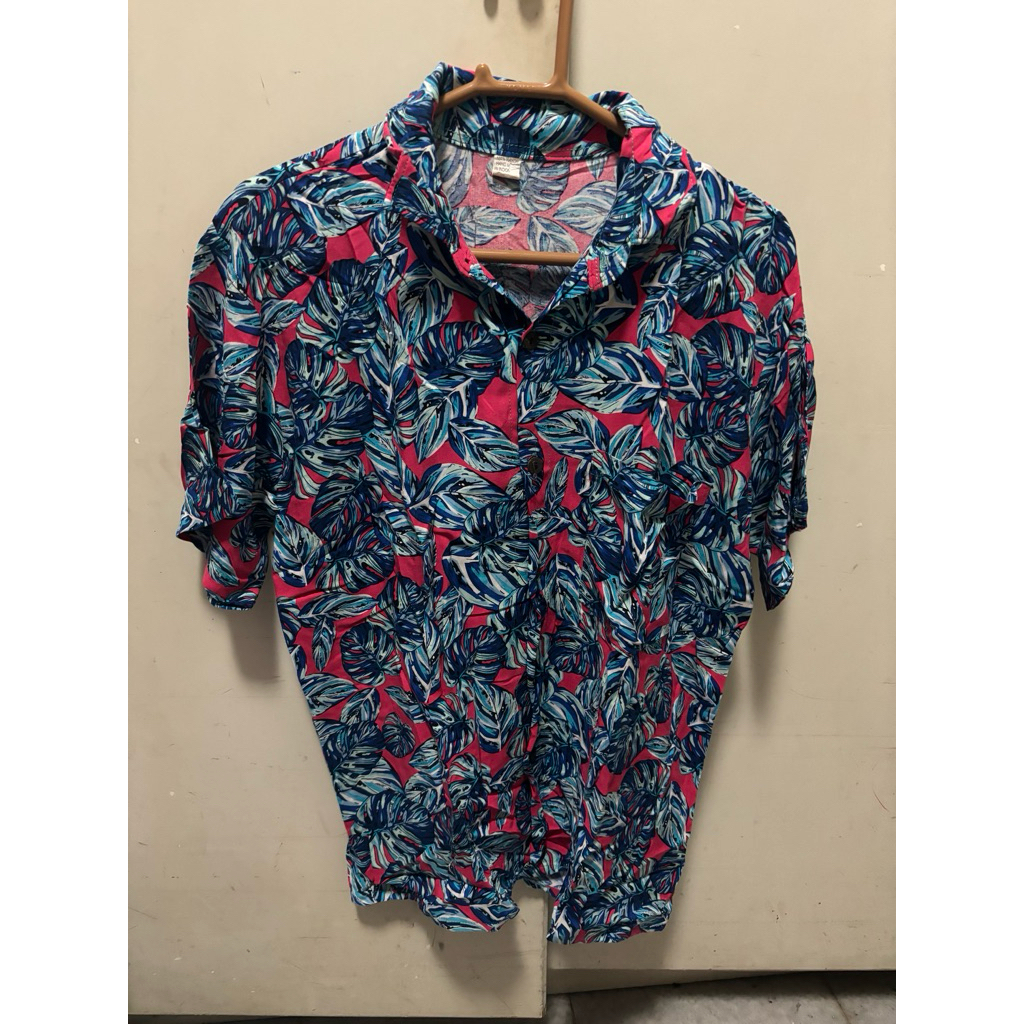 PL atasan Kemeja Lengan Pendek Wanita Motif Rayon