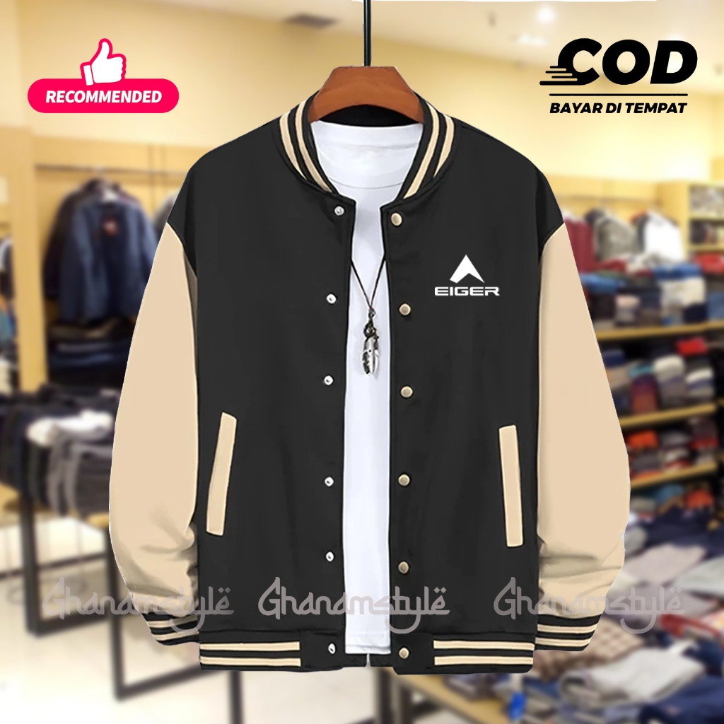 Jaket Varsity 31166 Logo Dada Putih - Varsity resleting pria wanita bahan tebal adem keren - Jaket b