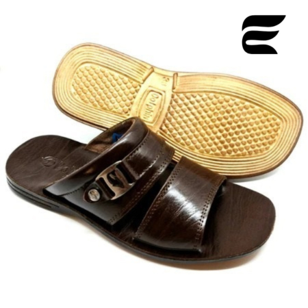 PROMO - Dolphin D-25 Sandal Kulit Asli Cokelat Hitam Sandal Kulit Asli Pria Sandal Dolphin Original 