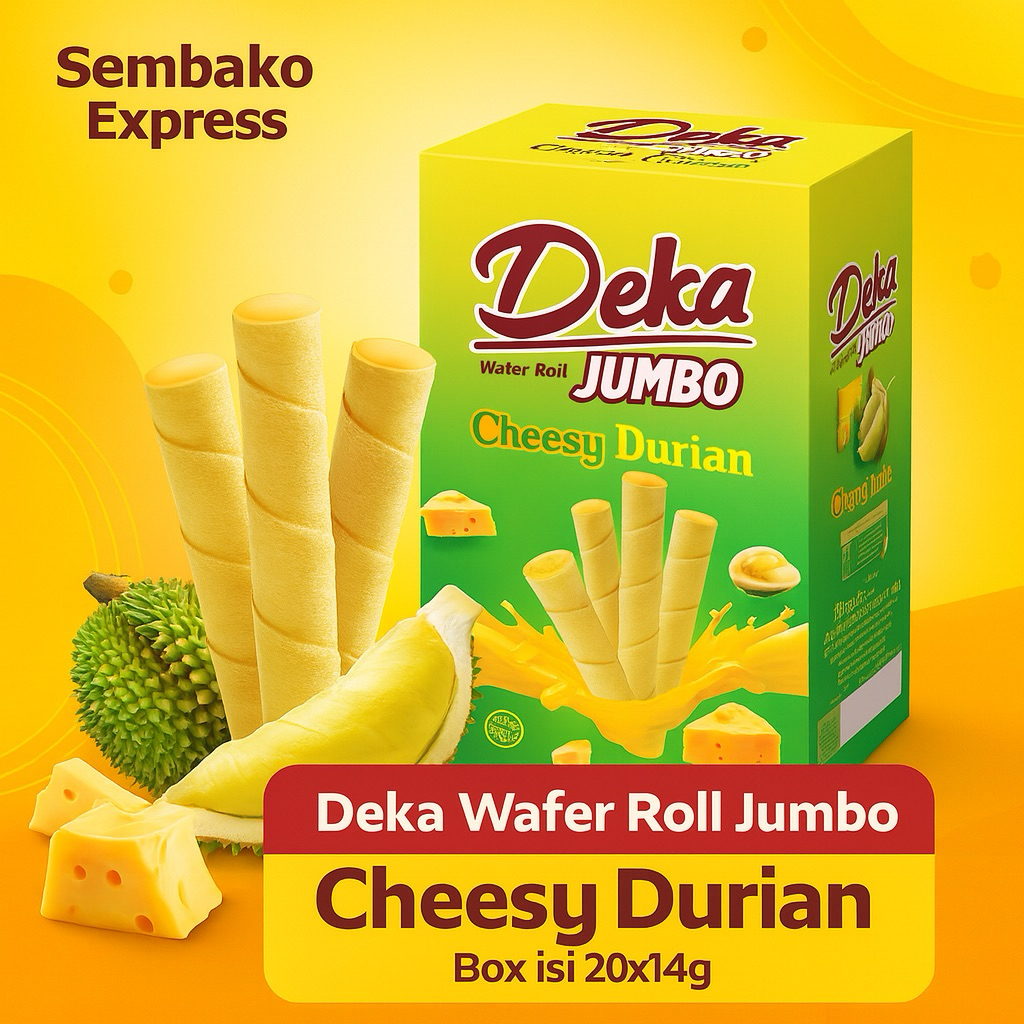 

Deka Wafer Roll Jumbo Cheesy Durian Box 20 x 14g