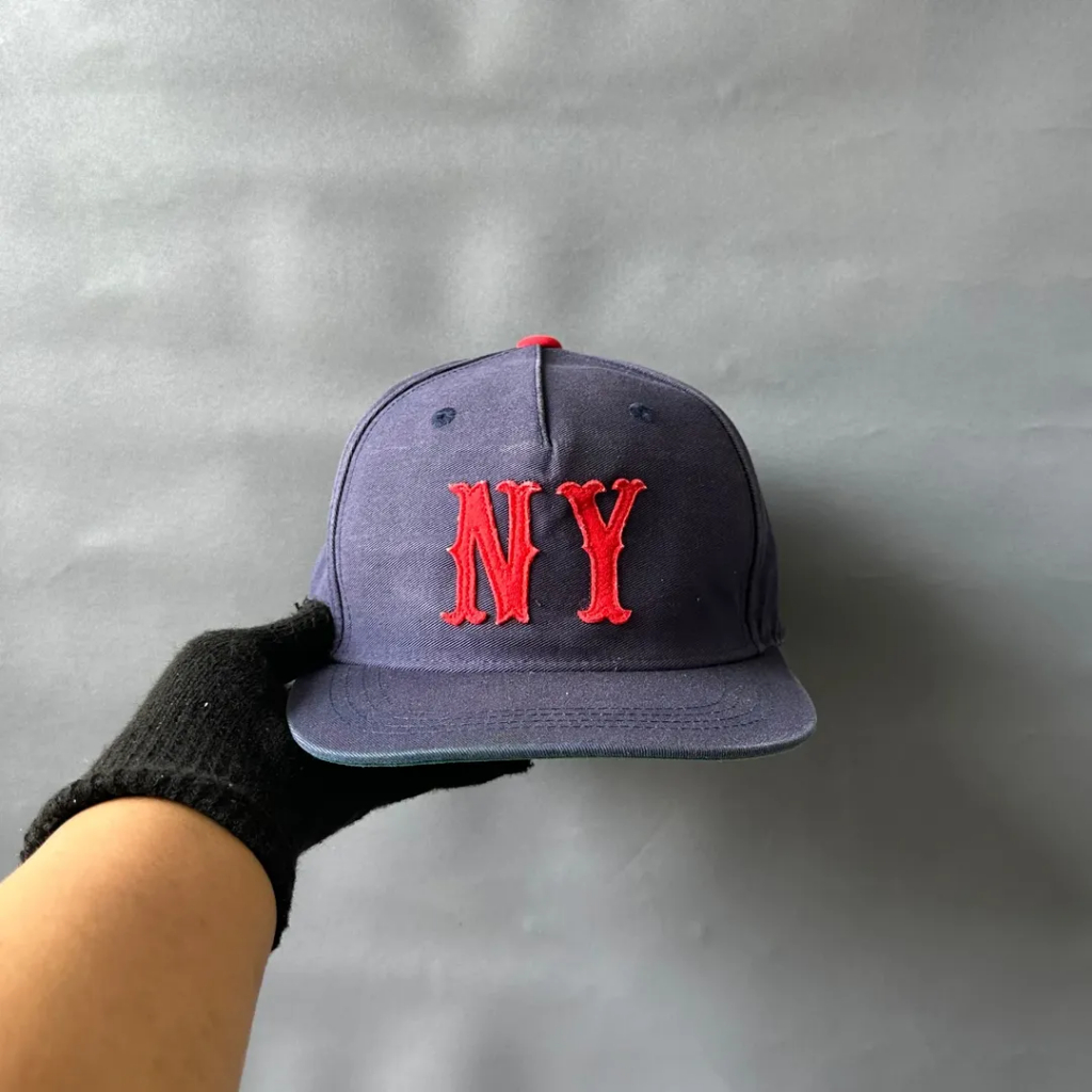 Topi Fitted Baseball Unisex Pria Wanita BROWNY - NY Navy