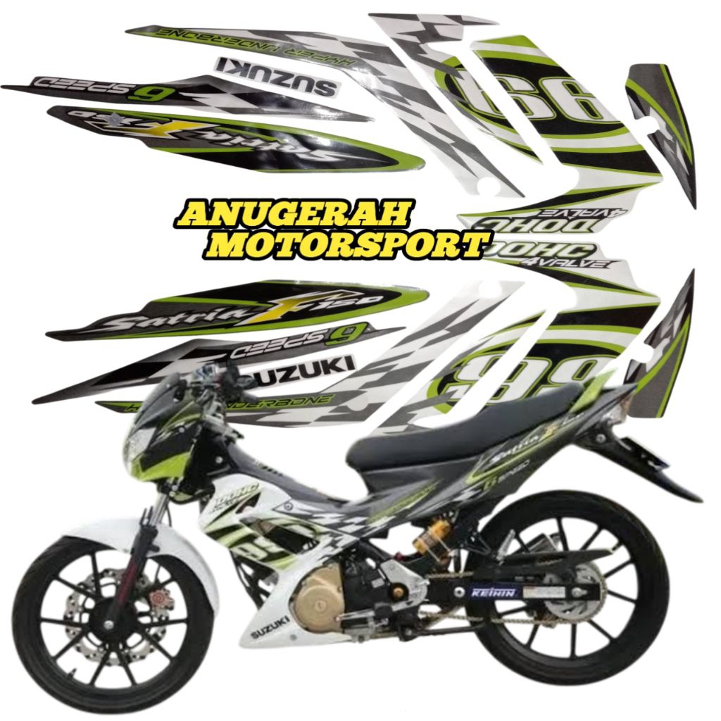 Striping stiker lis Satria Fu 2012 2013 hijau putih edisi 99