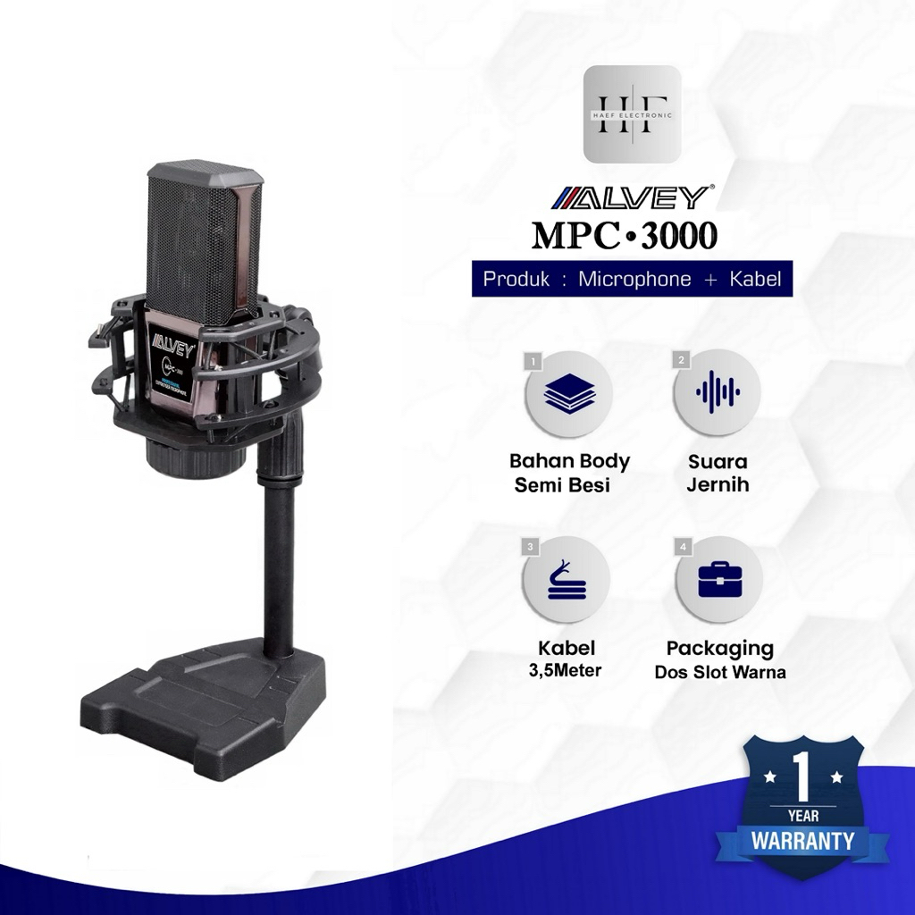 Microphone Podcast ALVEY MPC 3000 / Mic LIVE Streaming /  Mik Condenser / Mic Recording / Mic Untuk 