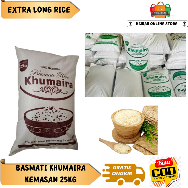 

BERAS BASMATI KHUMAIRA 25KG BERAS IMPOR INDIA PAKISTAN I BERAS KHAS TIMUR TENGAH QUALITY PREMIUM I BERAS RENDAH KALORI UNTUK DIET I OBAT DIABETES