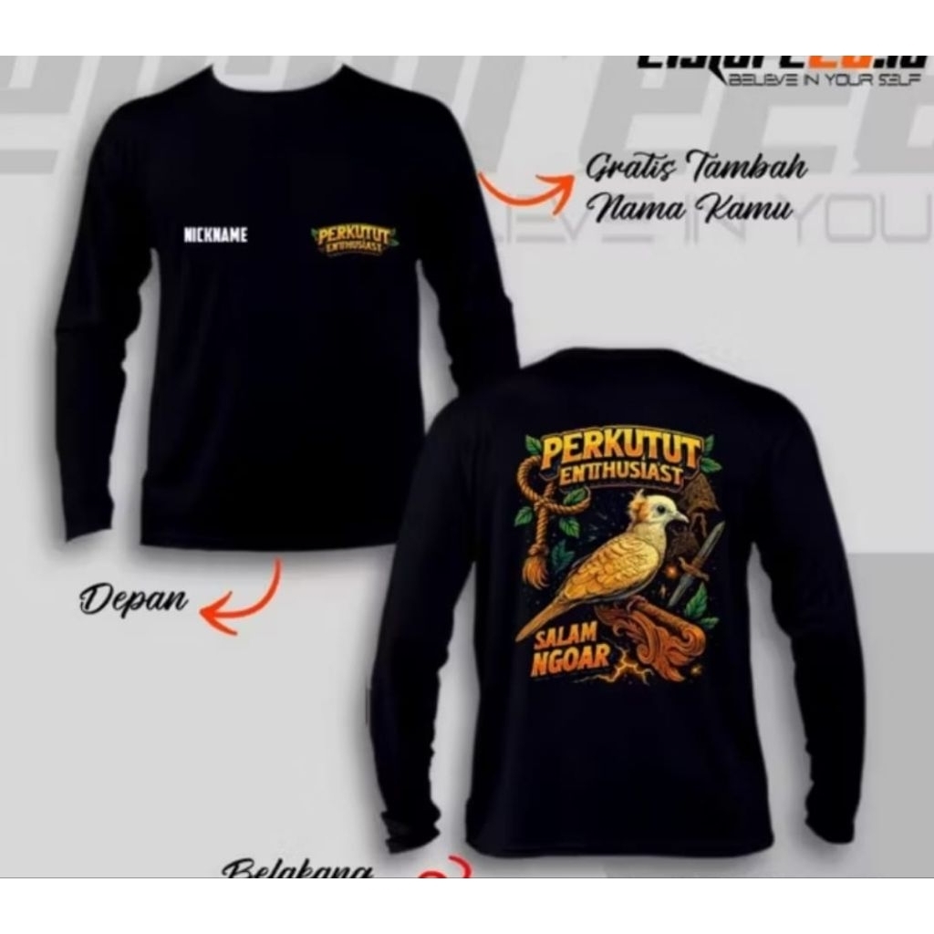 KAOS BURUNG PERKUTUT ENTHUSIAST  lengan panjang  Baju Komunitas Pria Burung