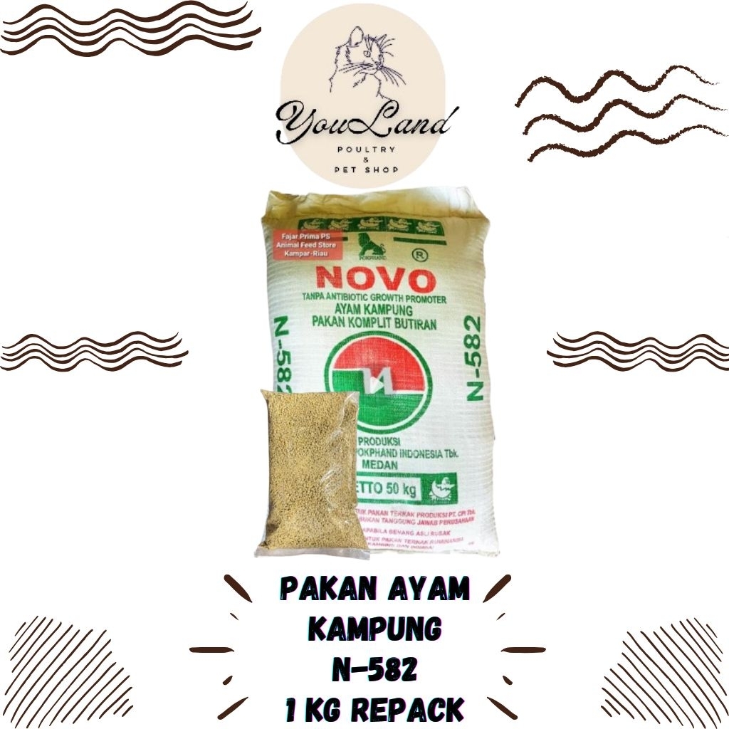 Pakan Ayam N-582 Pur Ayam Buras - Pakan Ayam Kampung Komplit 1kg Repack