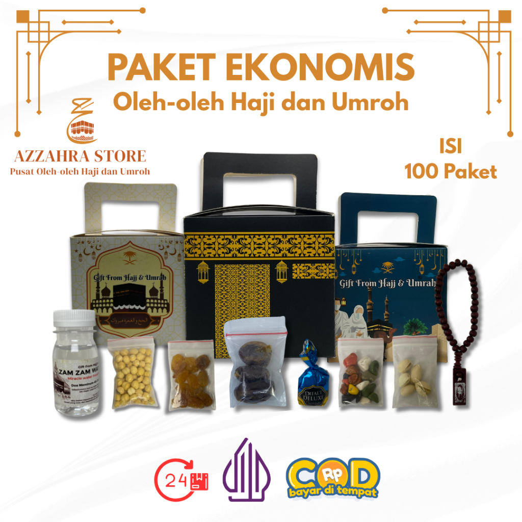 

Paket 100pcs Ekonomis Oleh-oleh Haji dan Umroh Isi Air Zamzam