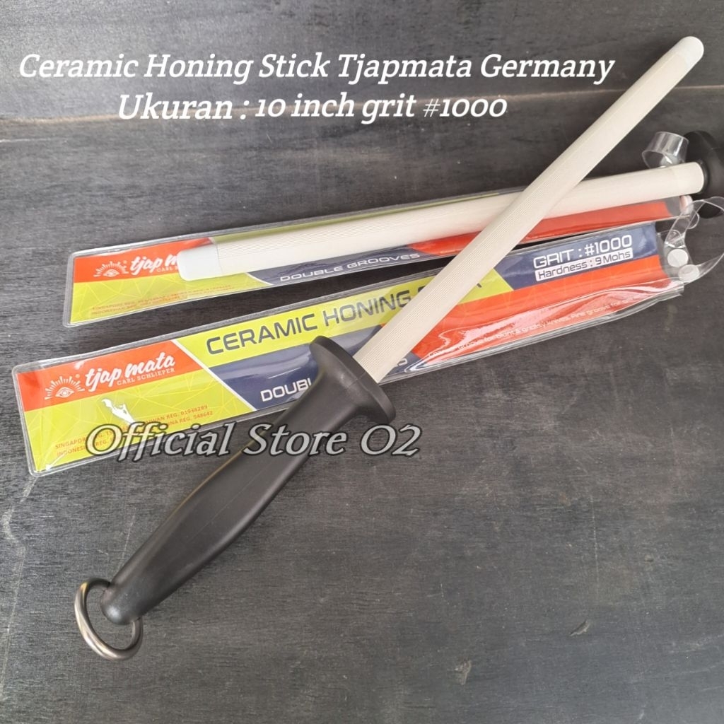 Stick Pengasah Pisau Tjap Mata Original Ceramic Sharpening Rod Honing Stick 270 × 16mm Grit 1000 Dou