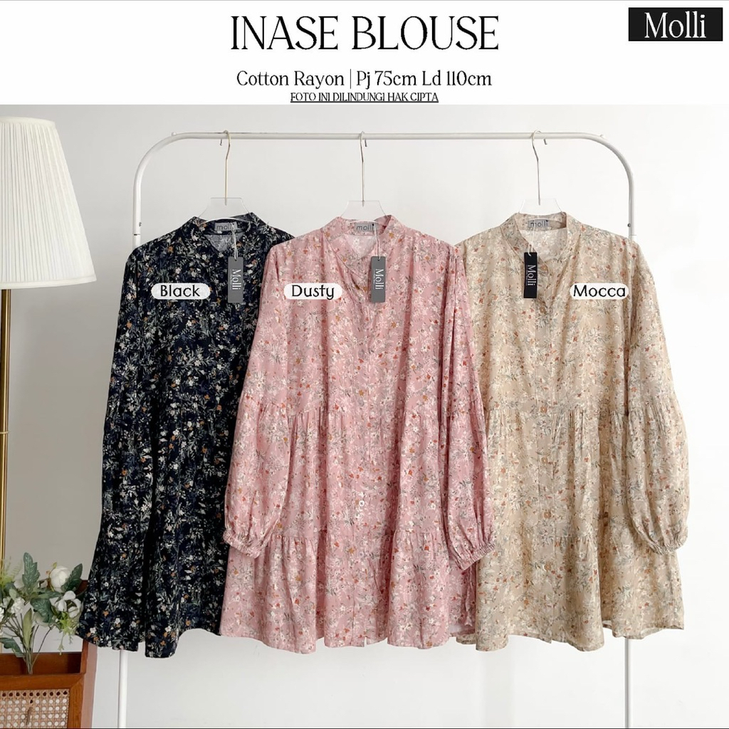 INASE BLOUSE PEPLUM TUNIK RAYON MOTIF BUNGA