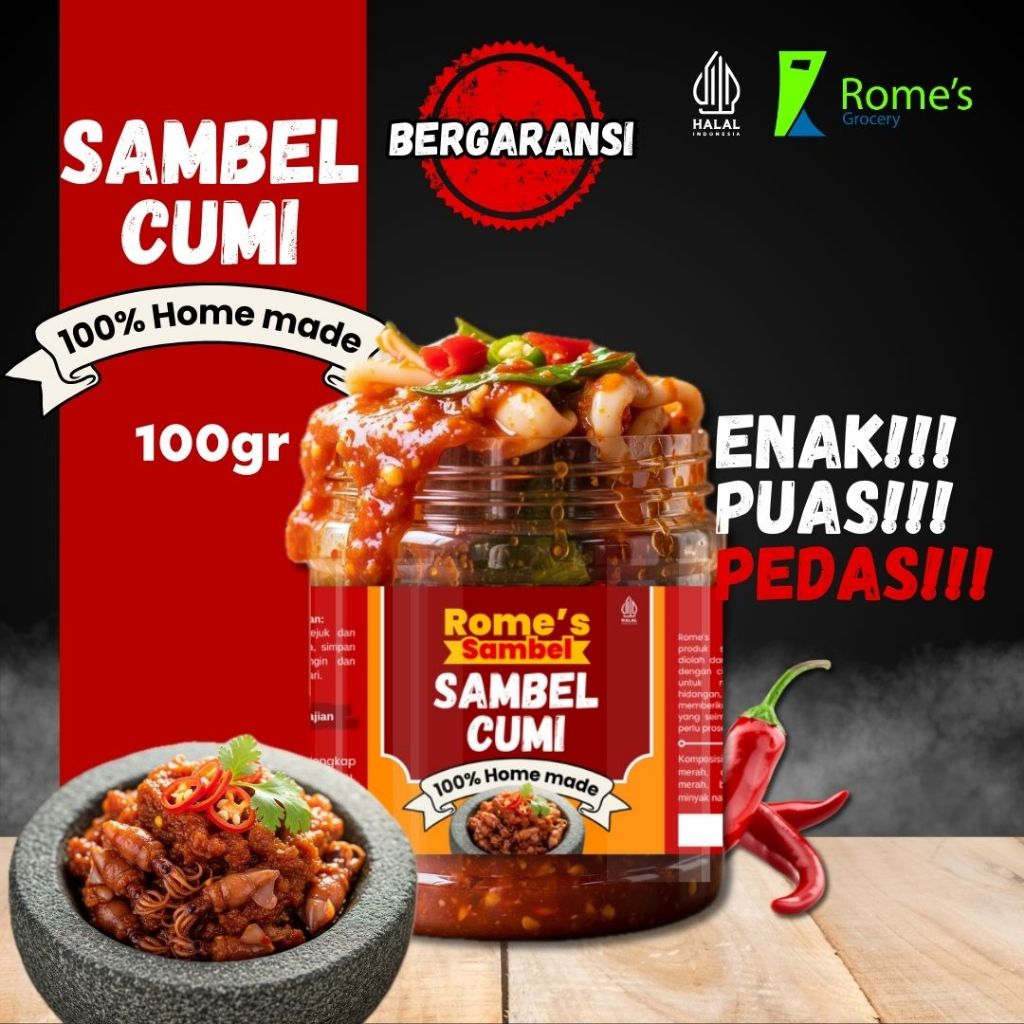 

Sambal Cumi Asin Pedas Rome’s – Gurih, Pedas Nampol, Siap Santap - 100% Bergaransi