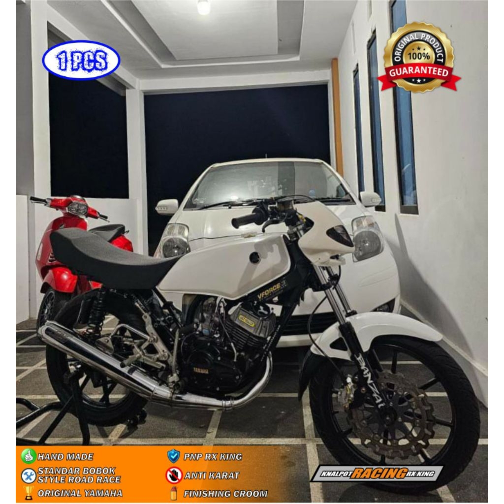 KNALPOT RX KING STANDAR BOBOK SETENGAH DEWA STAINLES STYLE ROAD RACE