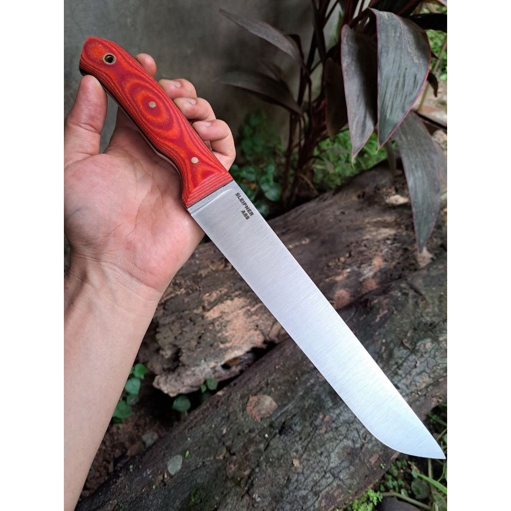 Pisau Sembelih Baja Sleipner A88 PB 20 cm + sarung kulit