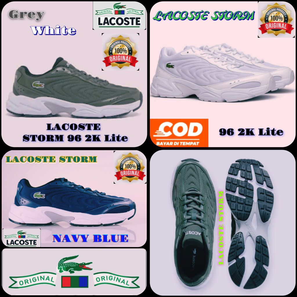 NEW Sepatu Running LACOSTE White Blue Grey Original BNIB Unisex
