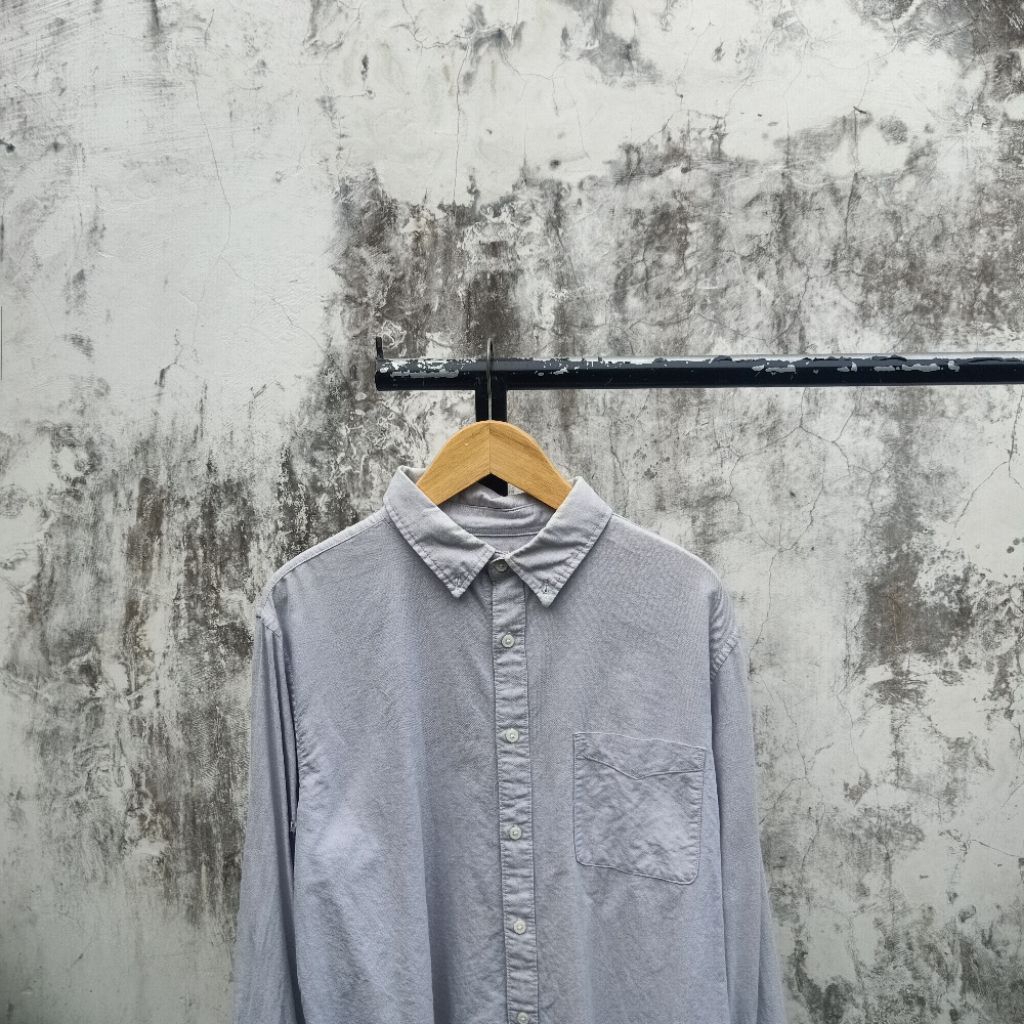 Polham Oxford kemeja panjang - Abu