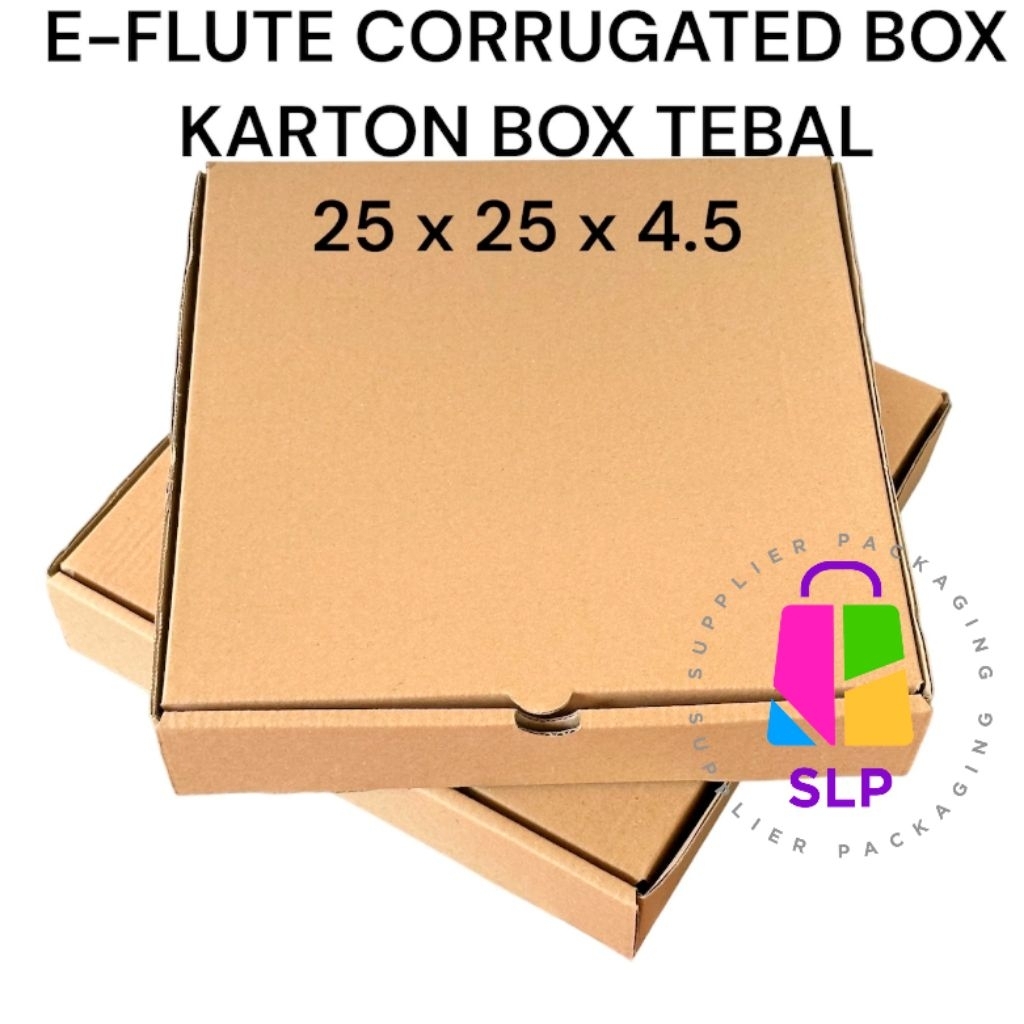

Kotak souvenir box pizza kardus E-Fluete 25x25x4.5 karton packing hampers gift box dus baju