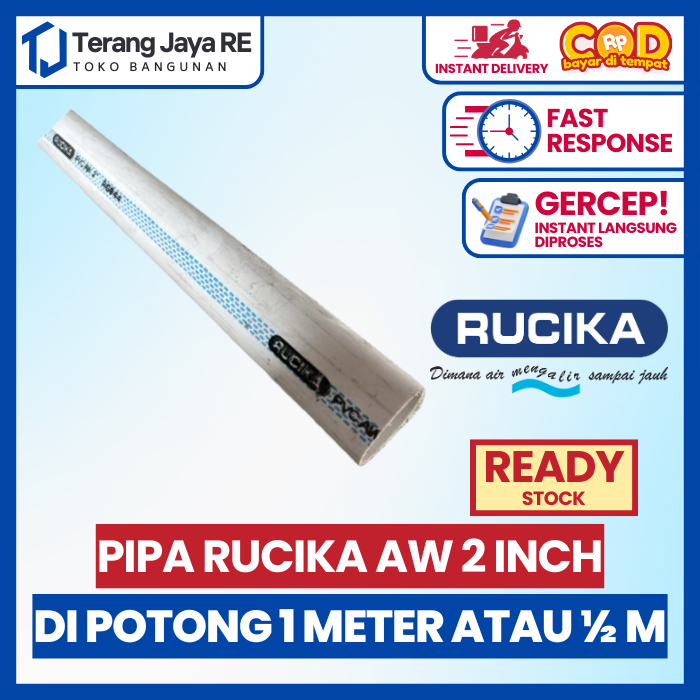 Pipa Paralon PVC 2 inch Rucika / WAVIN AW Tebal Meteran / Eceran
