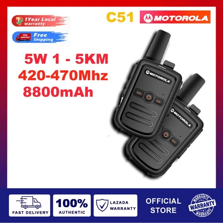 HT Motorola C51 5Watt Two Way Radio Mini Portabel Kekuatan Tinggi Walkie Talkie Profesi FM Pemancar 