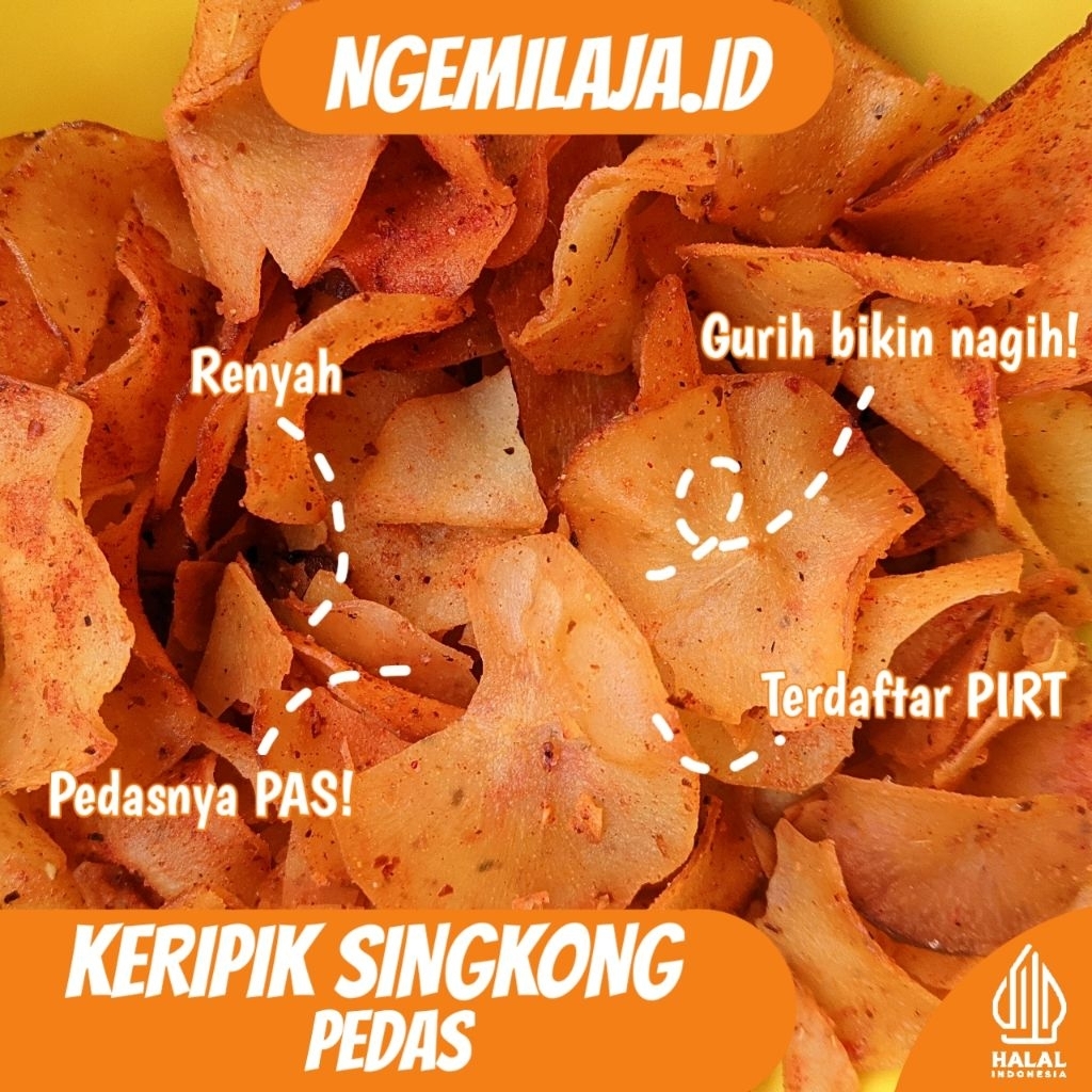 

PAKET HEMAT 1PACK ISI 10PCS KERIPIK SINGKONG PEDAS KERING 500g