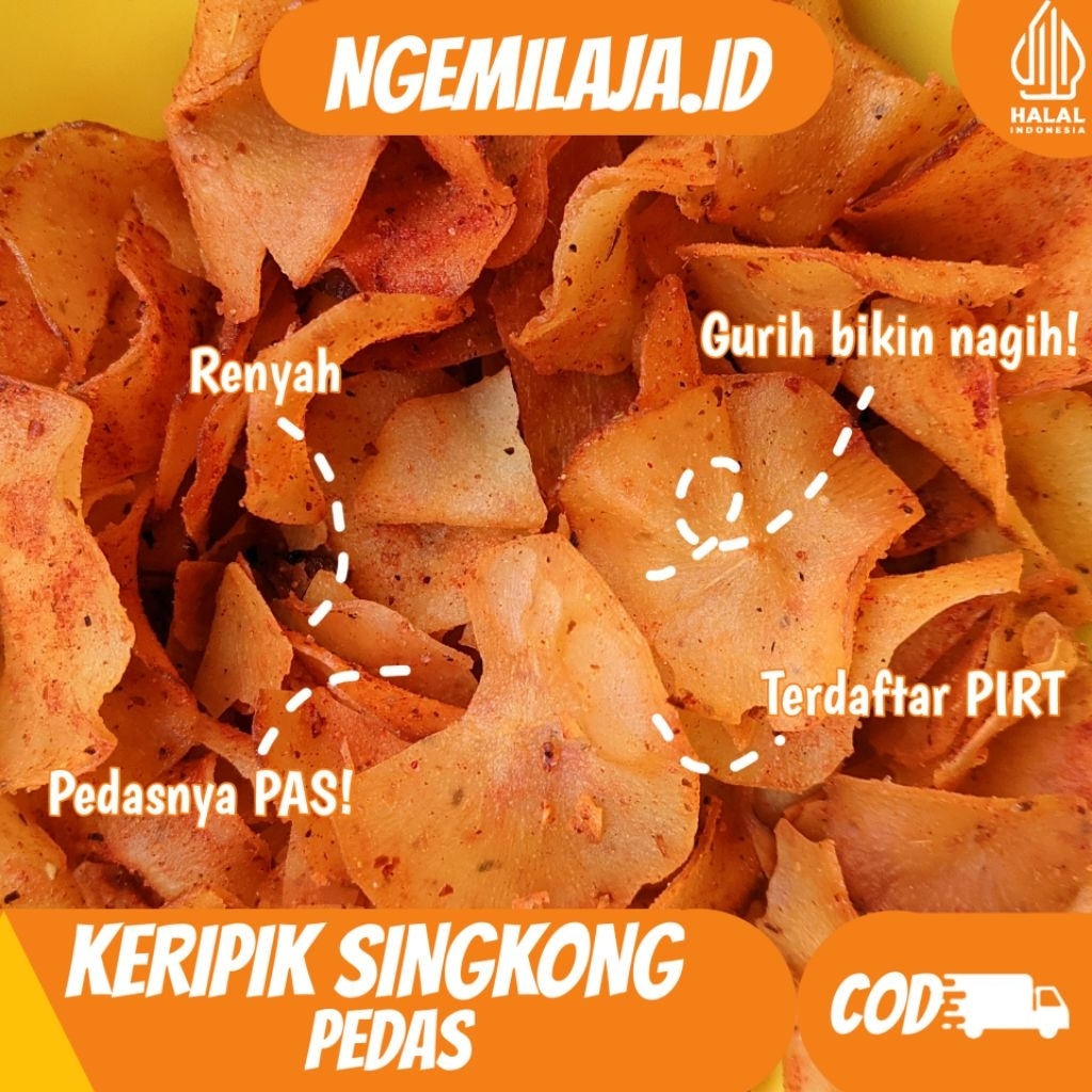 

HEMAT 1Kg isi 20pcs KERIPIK SINGKONG PEDAS KERING