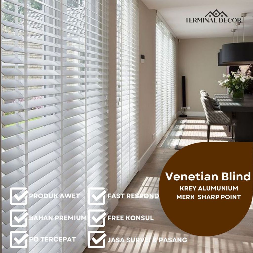 Venetian Blind Krey almunium PREMIUM ANTI SPY Merk SHARP POINT