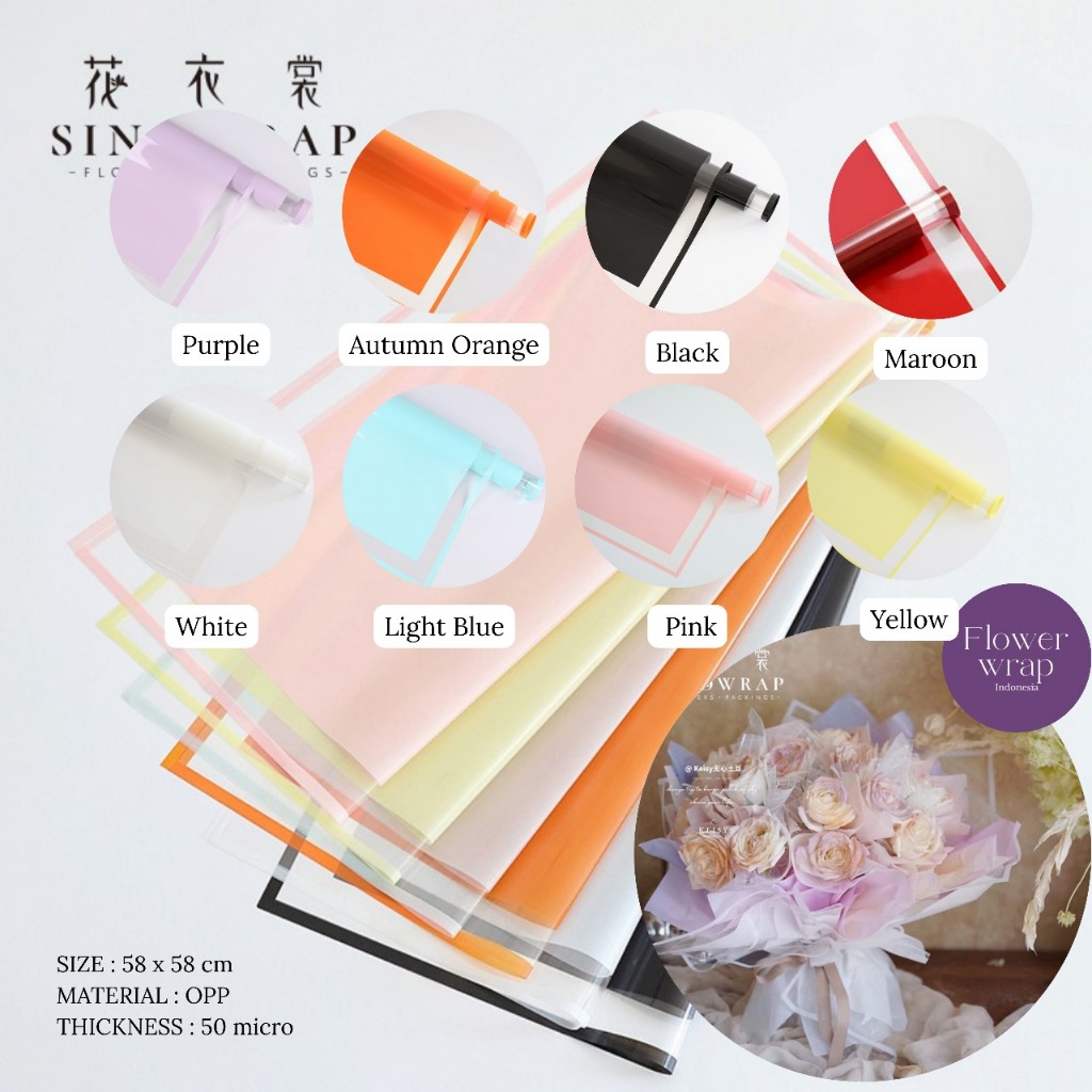 

Cellophane Flower wrapping paper varian Frame list premium paper florist kertas buket bunga premium Valentine Hari Ibu Wisuda