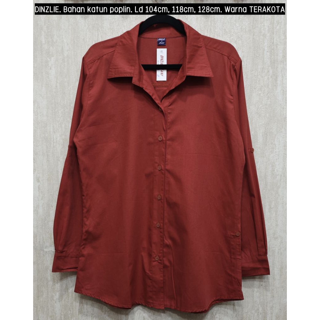 Kemeja Polos Wanita bahan katun tebal premium poplin warna TERAKOTA ukuran xl XXL xxxl