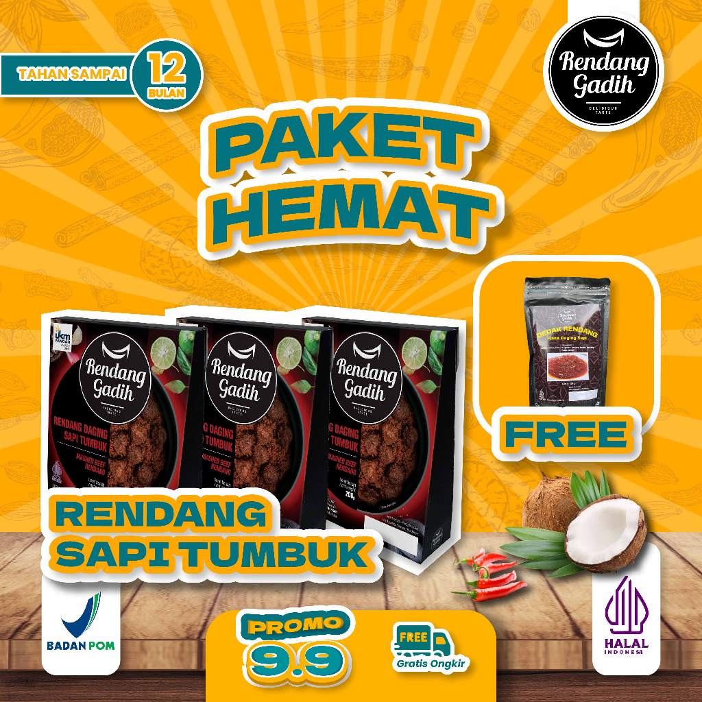 

Rendang Gadih - Paket 3 pcs Rendang Daging Sapi Tumbuk @ 250 g