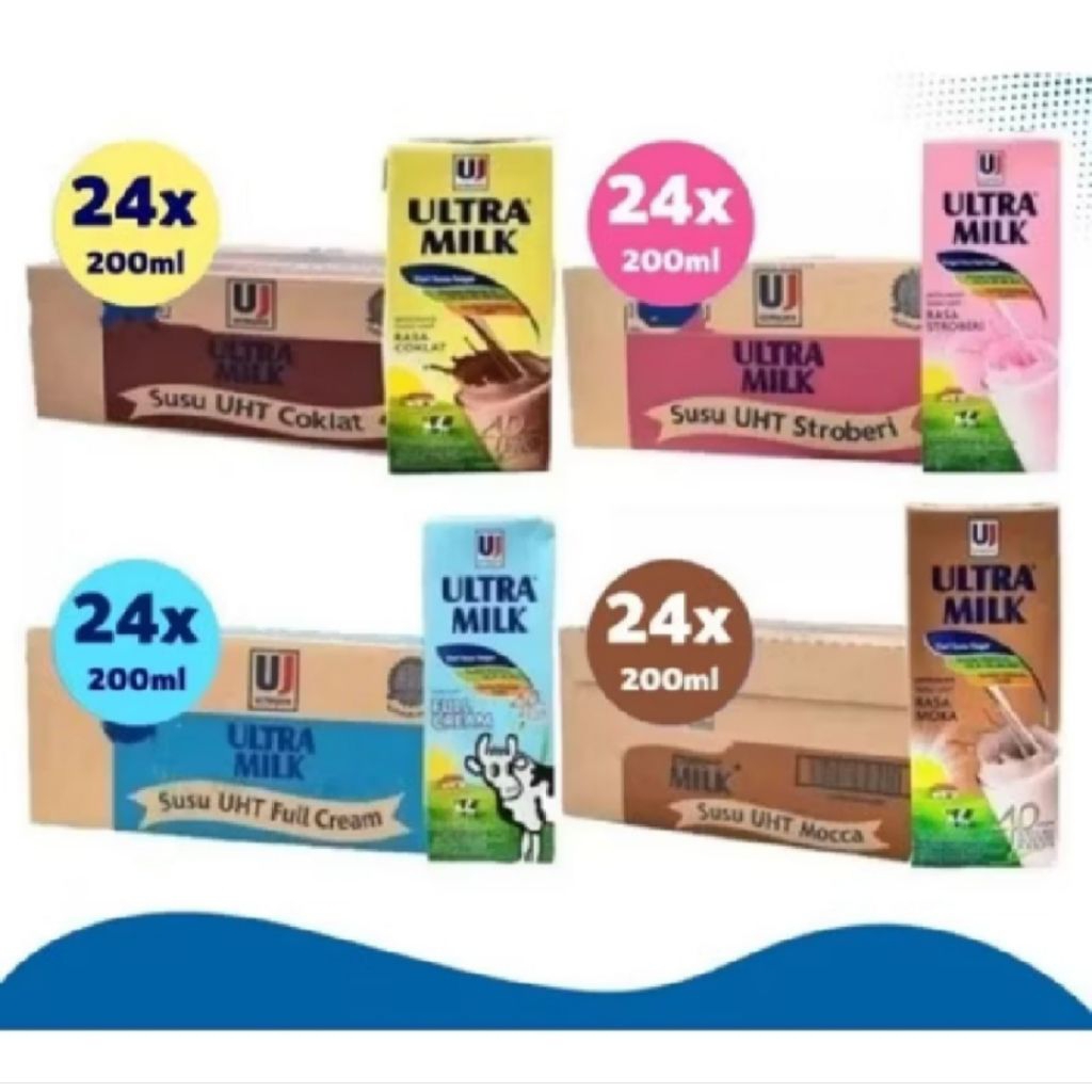 

Ultra Milk Susu UHT 200ml 1 dus isi 24 Bisa Cargo
