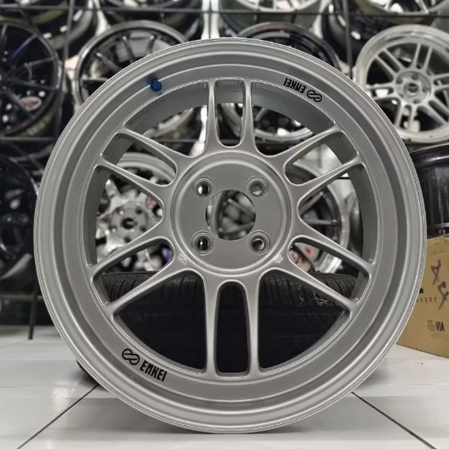 Velg Mobil Ring 17 Enkei RPF1 Original Silver PCD 4x100 ET43 untuk Jazz Yaris Vios