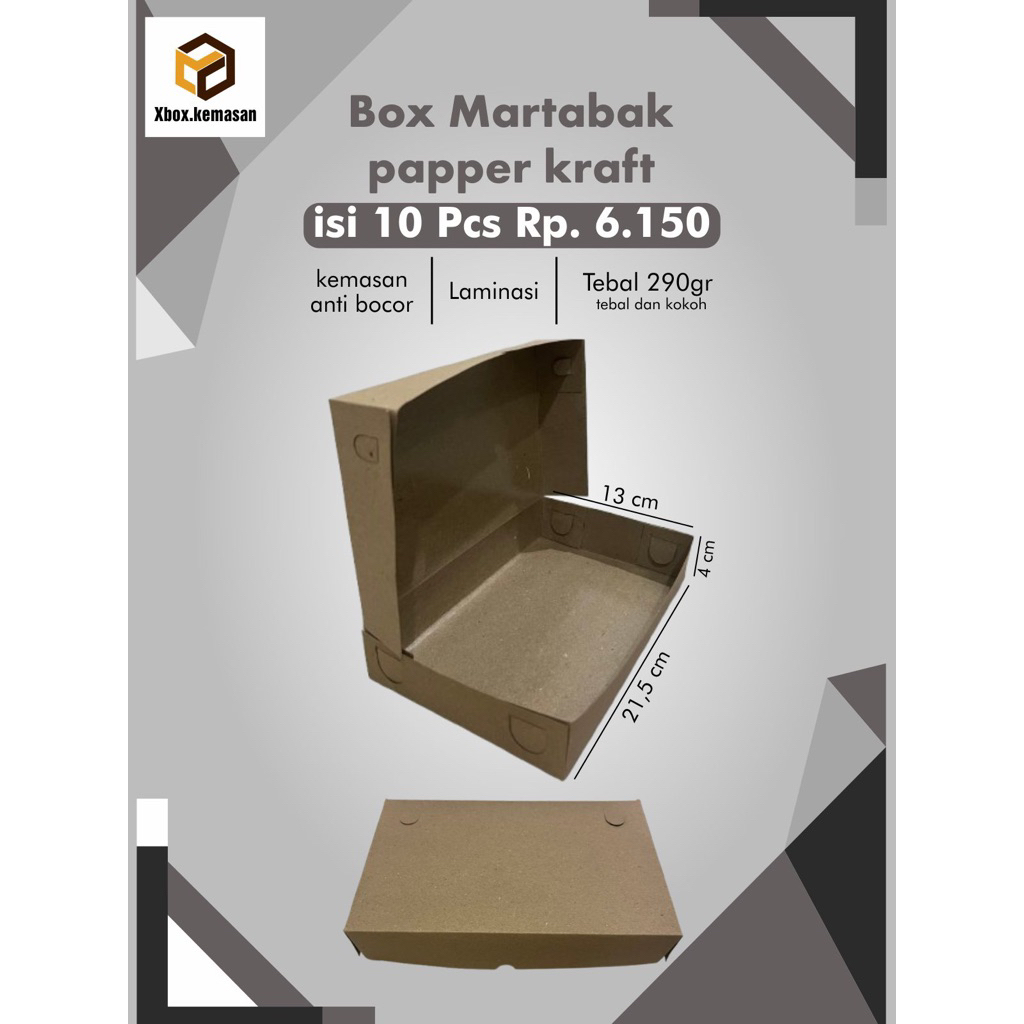 

[HARGA PER 10pcs ] box martabak | kemasan martabak bahan papperkraft | xbox_bdg