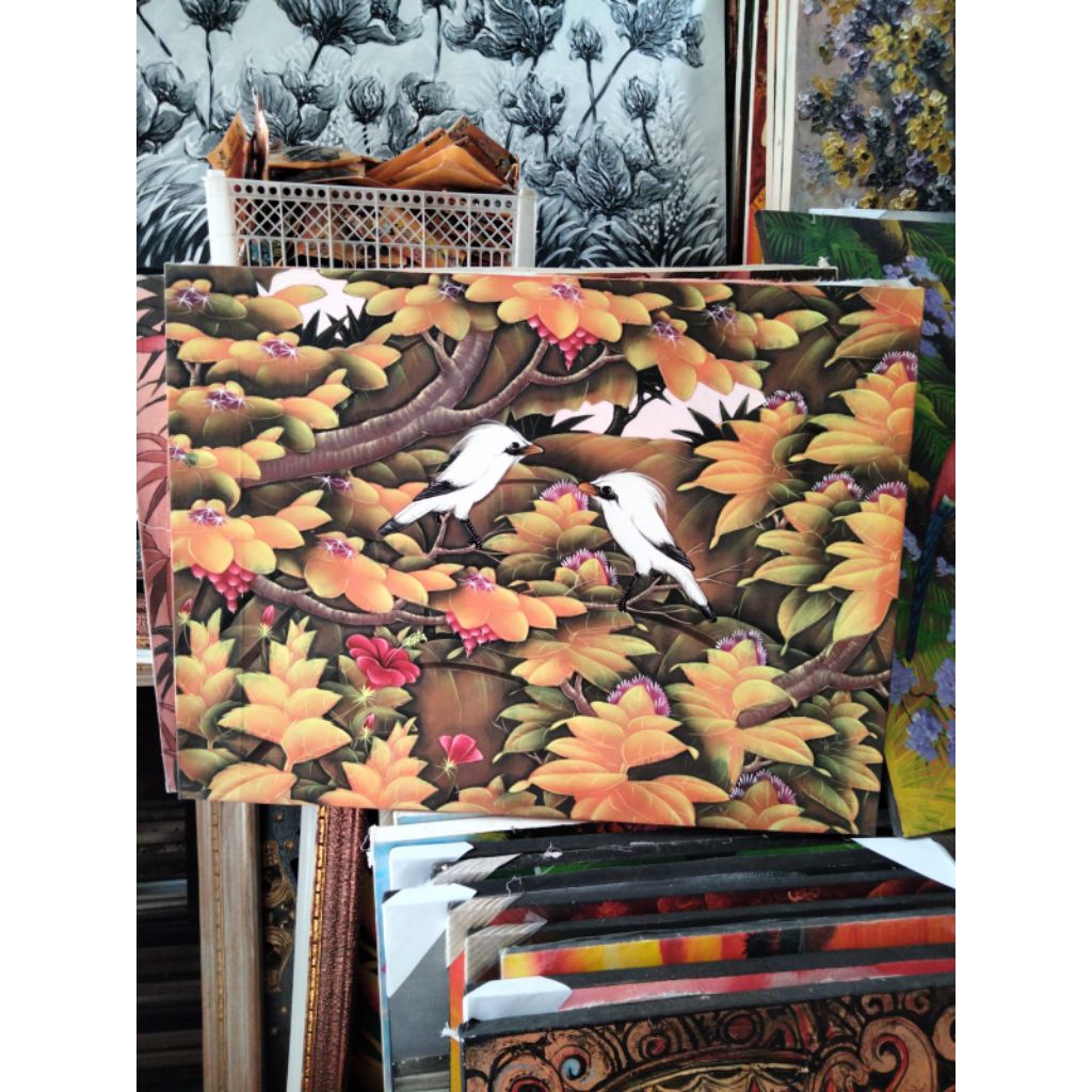 

Lukisan kanvas Bali Bu rung Jal ak Bali asli