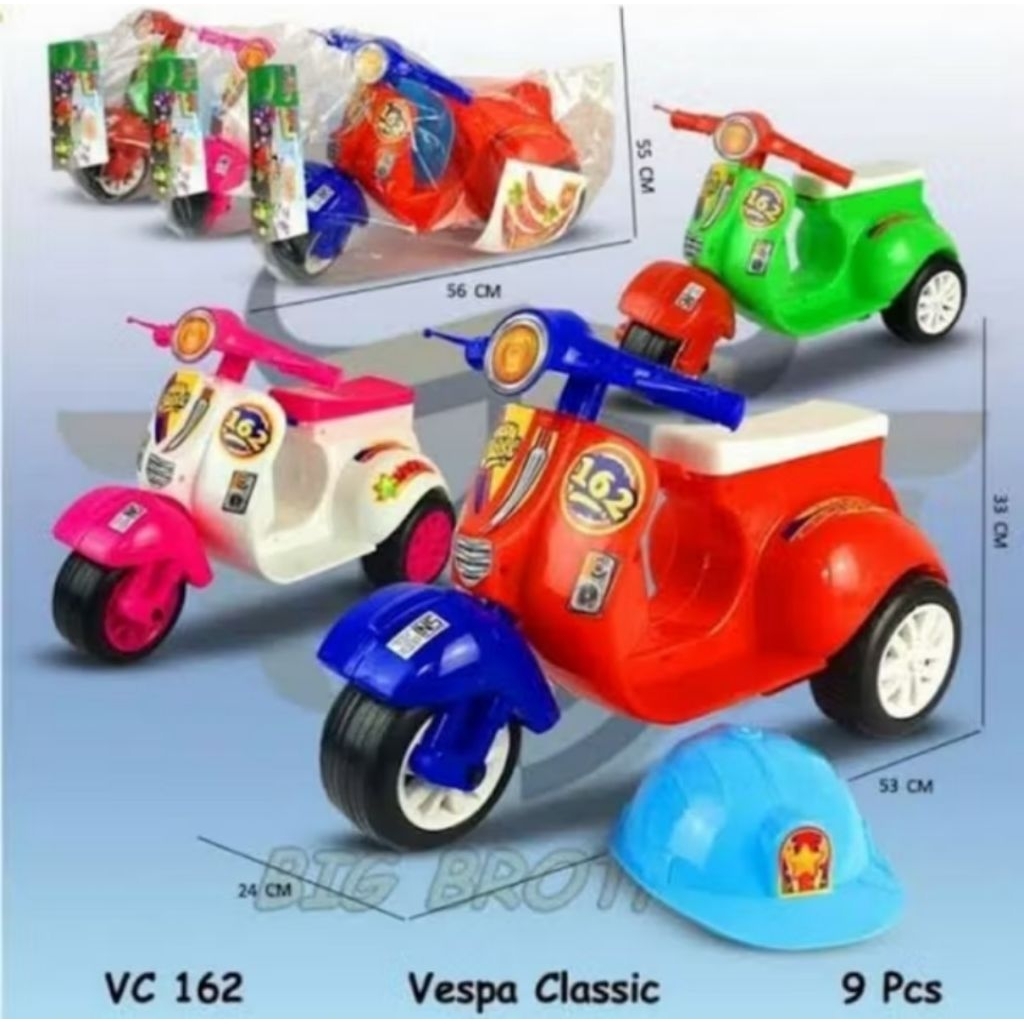 MAINAN ANAK MOTOR VESPA MINI CLASSIC PLASTIK SNI AMAN, LUCU BANYAK PILIHAN