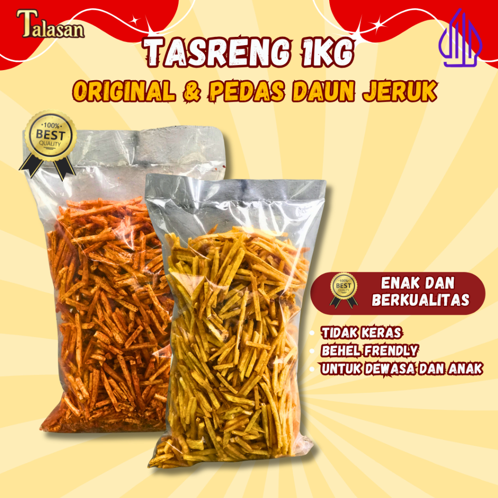 

TASRENG Talas Stick 1 KG ORIGINAL DAN PEDAS DAUN JERUK | cemilan murah talasan