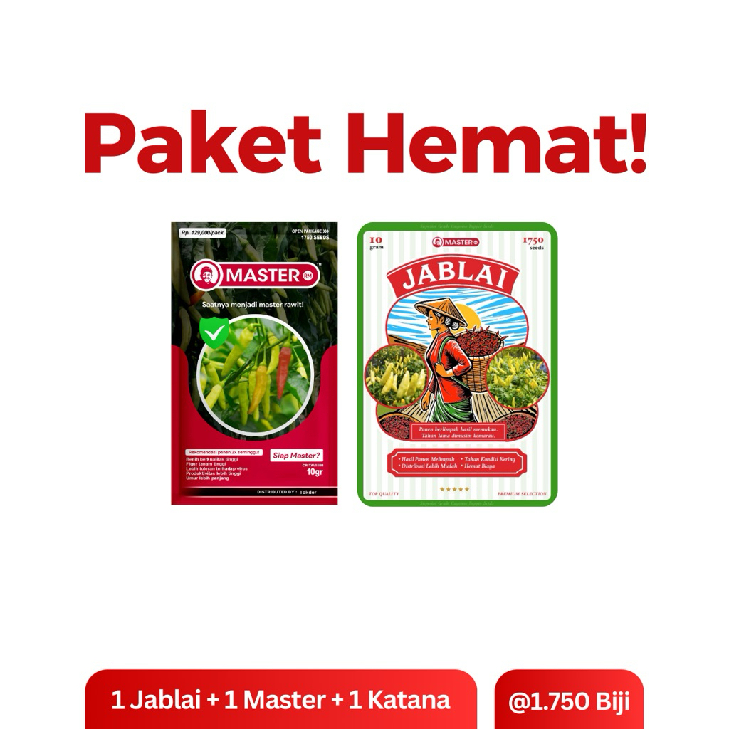 1 MASTER 1 JABLAI - bibit benih cabe rawit setan 1750 butir