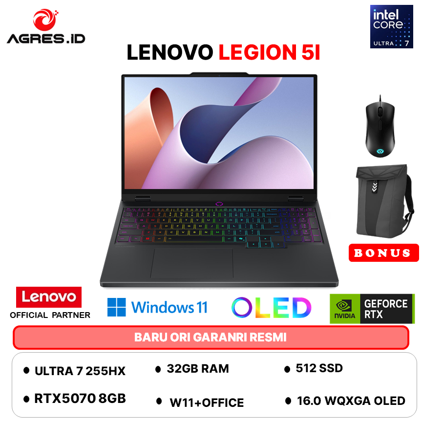 LENOVO LEGION 5I 15 OLED ULTRA 7 255HX RTX5070 32GB 512GB W11+OHS+M365B 15.1 WQXGA 165HZ - 64ID