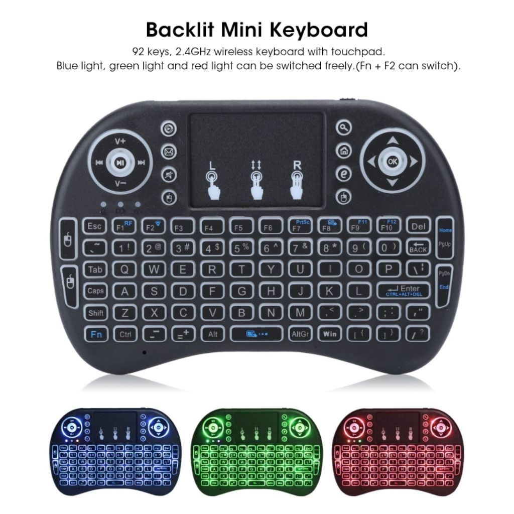 Keyboard Mini Wireless 2.4G Backlit With touchpad for android Tv Box