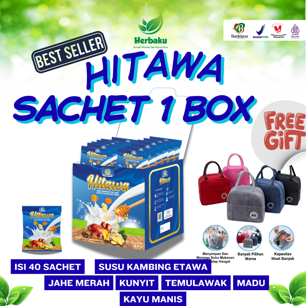 

HITAWA SACHET 1 BOX SUSU KAMBING ETAWA JAHE MERAH ATASI ASAM URAT, NYERI SENDI, REMATIK, PEGAL LINU, SAKIT PUNGGUNG