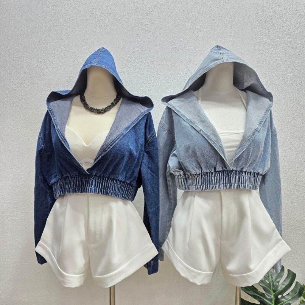 Denim Hoodie Jacket By TALENT BKK | Jacket Hoodie | Jacket Denim Wanita | Atasan Wanita