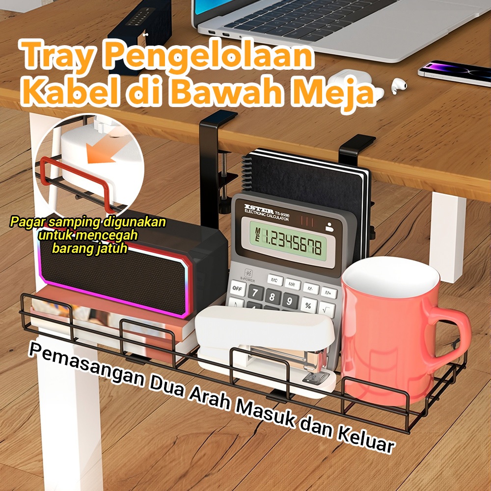 Tray Management Desk Mount Cable Management Tray Rak Meja Rak Kabel Bawah Organizer Kabel Bawah Meja
