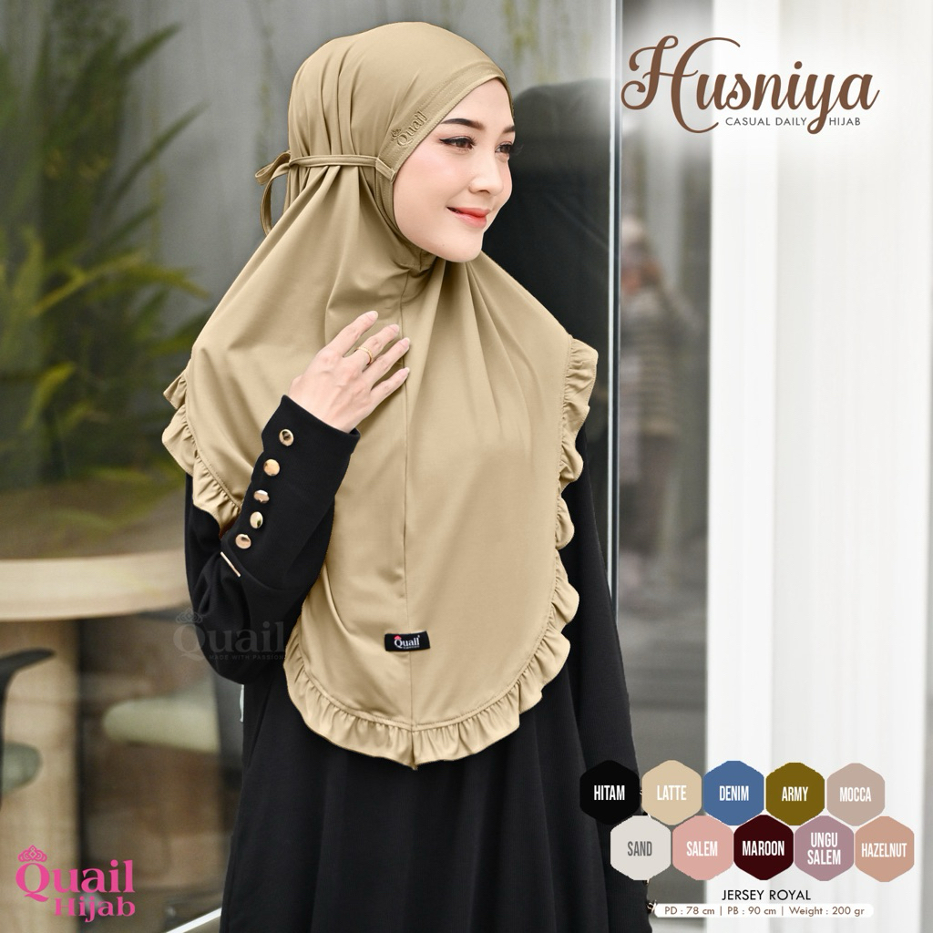 Quail Hijab - HUSNIYA DAILY HIJAB INSTAN TALI ORI QUAIL JERSEY PREMIUM ORIGINAL QUAIL JILBAB
