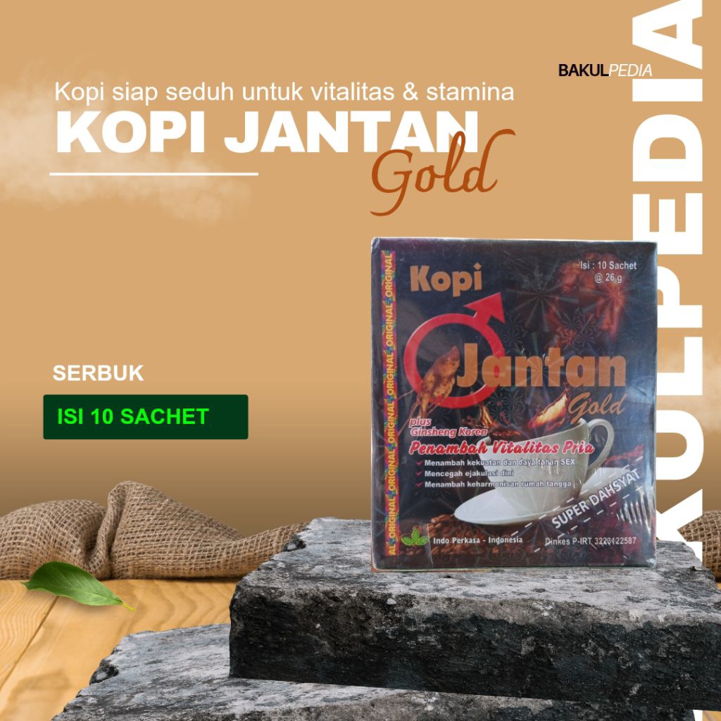 

Coffe Kopi serbuk KJ Gold siap seduh untuk energi dan stamina isi 10 Sachet