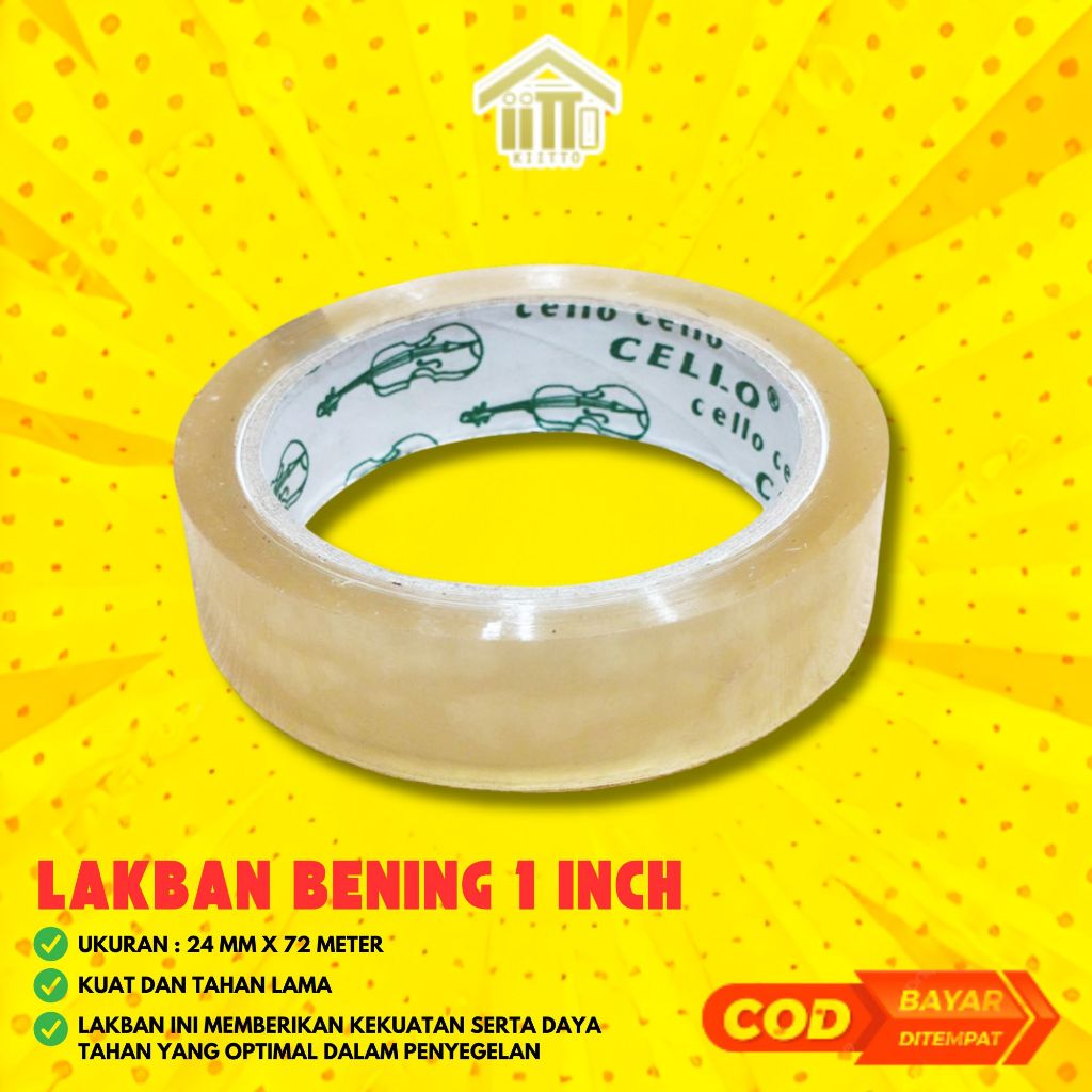 

LAKBAN BENING 1 INCH / TAPE BENING 1 INCH 24MM X 72 METER / ISOLASI BENING 1 INCH