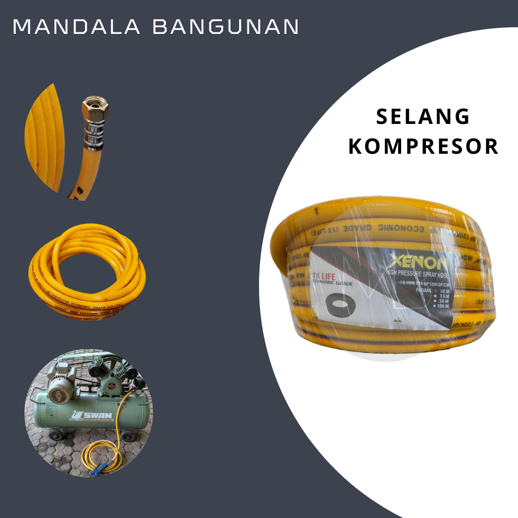 Selang Kompresor Xenon – Hose Angin Lentur & Tahan Tekanan Tinggi
