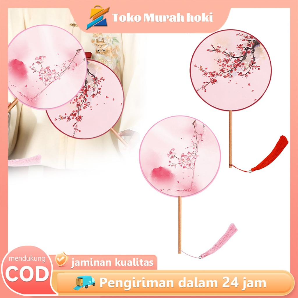 Kipas Kain Bulat Gaya China Kuno Kipas Kain Oriental Kipas Tari Rumbai Kipas Souvenir Cina