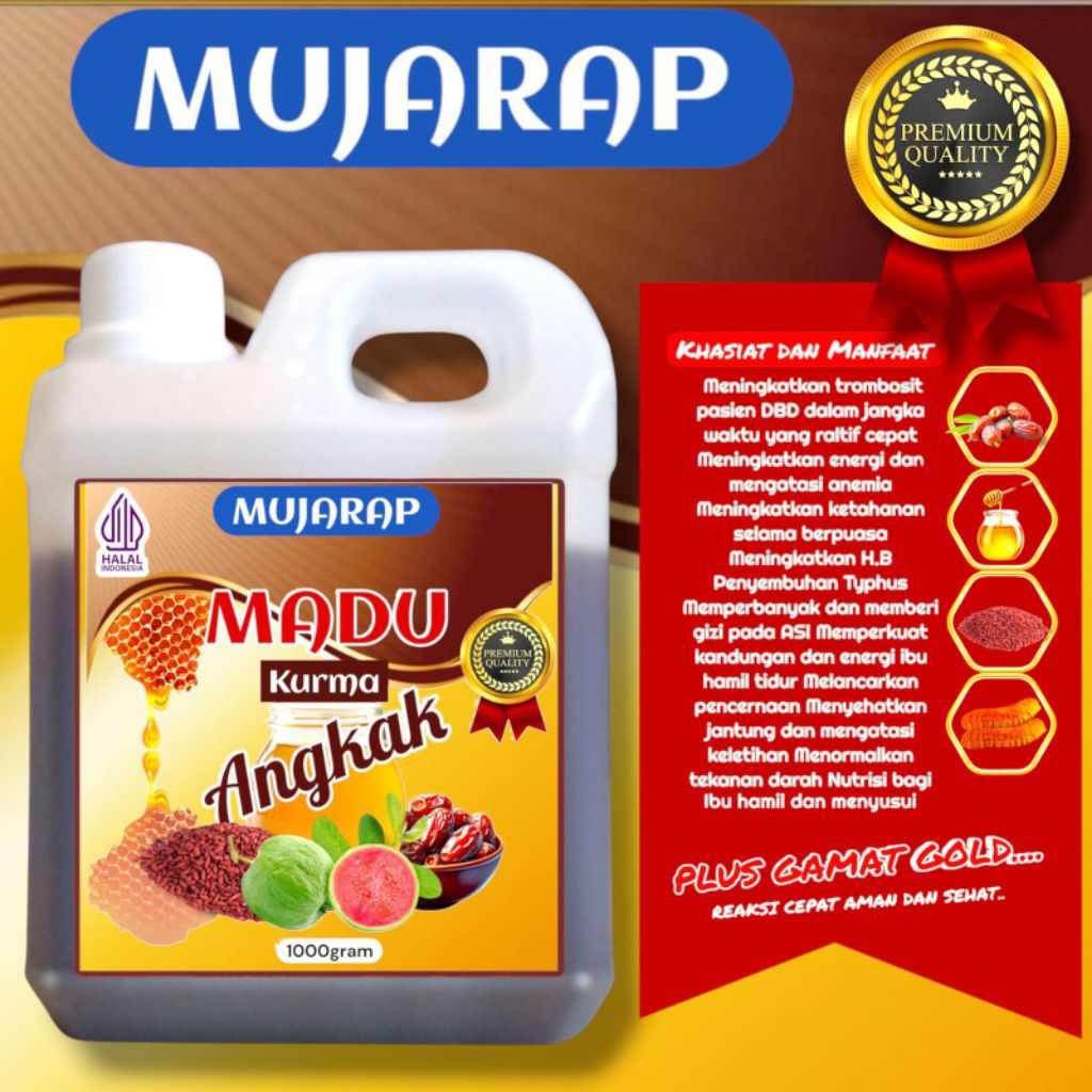 

Madu Kurma Angkak MUJARAP Plus Jambu Biji Merah 1000gr | Herbal Penambah Trombosit & Daya Tahan Tubuh