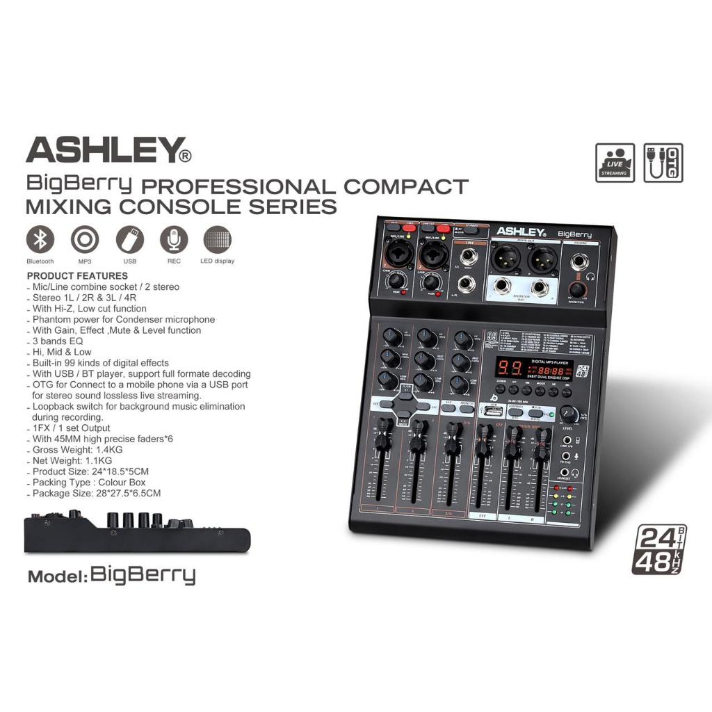 MIXER 4 CHANNEL NEW BIG BERRY ASHLEY 2 STEREO ORIGINAL ASHLEY BIGBERRY