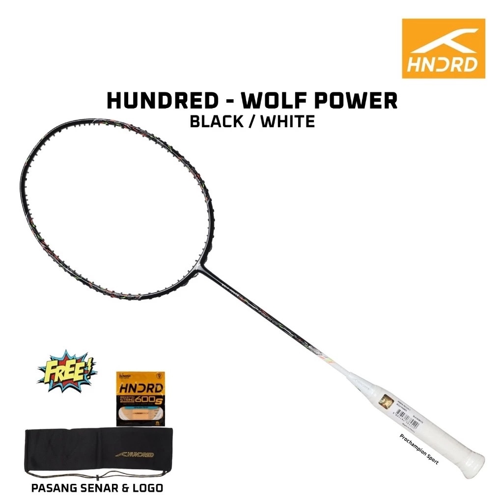 HUNDRED Raket Badminton Wolf Power Black/White