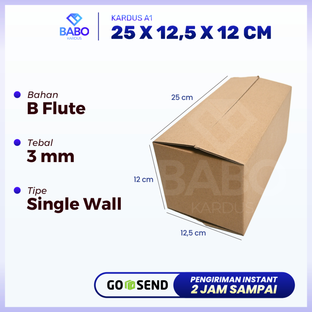 

KARDUS|KOTAK|KARTON|PACKAGING 25x12,5x12 cm MURAH (Kardus 25 x 12.5 x 12 cm)